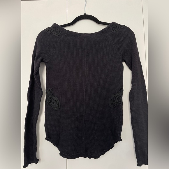 Free People Black Thermal Long-Sleeve Top - Picture 4 of 5